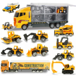 12in1 lengvojo lydinio inžinerijos sunkvežimiai 1:64 mini statybinių modelių transporto priemonės mini lydinio automobiliai krautuvas traktorius ekskavatorius žaislas berniukams dovanos yellow