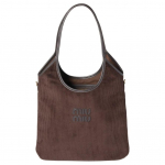 Miu Miu Ivy Prekės ženklo Logotipo Dizaino Audinio Pirkinių Krep&scaron;ys Per Petį Moteri&scaron;ki krep&scaron;iai Ebono 5BG231_AF81_F0192_V_MLN Gift Set(Basic Set+Box+Shopping Bag)