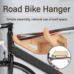 Sieninis dviračių laikiklis, skirtas patalpoms, medinis dviračių laikymo kablys su nuimama lentyna, dviračio laikiklis, ekspozicinis stovas, organizatorius, erdvės taupiklis one size