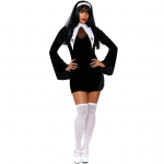 Helovino vienuolės kostiumas Vienuolės kostiumas cosplay ilgomis rankovėmis Vienuolės kostiumas scenos pasirodymui uniforma S black