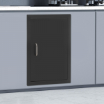 43x58,5cm Vienos juodos plieninės BBQ priėjimo durelės, Lauko virtuvės spintelės durelės, Atsarginė grilio durelių panelė, Lengvas montavimas juoda