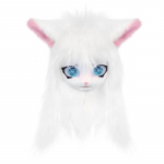 Pūkuoto gyvūno galva Katės Fursuit i&scaron;pjauta kaukė Pliu&scaron;inė katės kaukė Mielas katės galvos apdangalas Helovino Maskaradams Cosplay rekvizitai balta