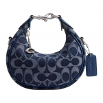 Coach Jonie 15 Logotipo spaudinys Sidabrinė furnitūra Signature Džinsinis Mini Pečių Crossbody Krep&scaron;ys Moteri&scaron;ki krep&scaron;iai Mėlynas CAO04-LHRHY Basic Set (Bag+Dust Bag)