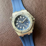 Royal Oak A-P Vyri&scaron;kas automatinis mechaninis laikrodis 15720 serija su kalendoriumi ir &scaron;viečiančiu silikoniniu dideliu ciferblatu