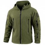 Vyri&scaron;ka &scaron;ilta taktinė vilnonė striukė su užtrauktuku Užsegamas storas &bdquo;Polar Hoodie&ldquo; žieminis lauko sportinis žygis su gobtuvu palto ki&scaron;enė M žalia