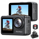 AKASO Brave 7 LE veiksmo kamera 4K 20 MP vaizdo stabilizavimas dviejų spalvų ekranas lietimui jautrus skydelis nuotolinio valdymo pultas komplekte HDMI i&scaron;vestis 6 a&scaron;ių laiko intervalas