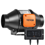 VEVOR Inline oro kanalo ventiliatorius, 102 mm 129,7 CFM tylus EC variklis Vėdinimo i&scaron;traukimo ventiliatorius, su temperatūros ir drėgmės reguliatoriumi au&scaron;inimui sustiprinti, auginimo palapinėms 30 x 23.5 x 18.2 cm