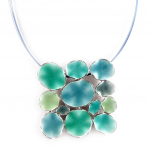 Les Tr&eacute;sors De Lily [E0401] - Collier Cr&eacute;ateur 'Mimosas' Bleu žalia