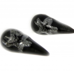 Les Tr&eacute;sors De Lily [E1027] - Boucles Argent 'Dark Angel' Noir Blanc