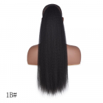 XINRAN Afro Women Long Kinky Straight Puff Ponytail sintetinio pluo&scaron;to plaukų priauginimas moterims kasdieniam dėvėjimui 1B