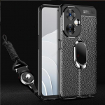 Litchi odos tekstūros mink&scaron;tas silikoninis dėklas, skirtas Oneplus Nord CE 3 Lite magnetinio žiedo laikiklio dangtelis, skirtas Nord CE3 Lite N30 su dirželiu For Nord CE 3 Lite juoda