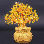 Natūralus kri&scaron;tolo bonsai pinigų medis Laimės medis Feng Shui pinigų medis namų dekoras L auksas
