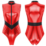 Moterų Helovino Cosplay kostiumas Seksualus Bodysuit Trikotas Metalinis blizgus katės kostiumas be rankovių vakarėlių klubų muzikos festivaliui S sidabras
