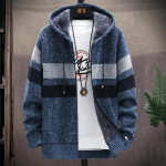 Megztinis Vyri&scaron;ki Megztiniai Paltai Žieminis Fleece Megztas Megztinis Striukė &Scaron;iltas Užtrauktukas Vilna su gobtuvu Megztinis 4XL mėlyna
