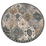 Apvalus Maroko regiono gėlių spausdinimo kilimėlis Vintage Distressed Plaunamas ma&scaron;ina Svetainės miegamojo kambarys M tamsiai mėlyna spalva