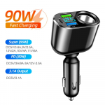 66 W automobilinio įkroviklio lizdas PD QC3.0 greito įkroviklio skirstytuvas Dvigubo USB įkroviklio C tipo prievadai su LED ekrano maitinimo adapteriu