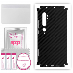 apgo Protective Skin Sticker for the back+sides compatible with Xiaomi Mi Note 10, Full Wrap Film, Foil, Vinyl - Pattern Carbon Black