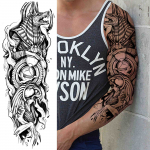 Laikinos visos rankos tatuiruotės rankovė vyrams Moterims tikrovi&scaron;kos netikros tatuiruotės kario liūto tigro gėlės tatuiruotės lipdukas juodas totemas maorių
