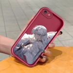Mink&scaron;tas silikoninis kvadratinių kopėčių spausdinimo ra&scaron;tas telefono korpusas, pilnas dangtis, fotoaparatas, atsparus smūgiams, guminis dėklas, skirtas iPhone Infinix Tecno OnePlus Infinix Note 40 Pro 4G tamsiai raudona spalva