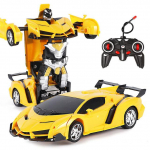 Elektrinis RC automobilis 2 viename transformacija Robotai Sportinės transporto priemonės Modelis Robotai Berniukai Žaislai Nuotolinio valdymo pultas &Scaron;aunūs RC deformaciniai automobiliai Vaiki&scaron;ki žaislai Dovanos geltona