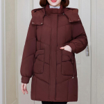 Moters ilgas paltas žieminiai vir&scaron;utiniai drabužiai plius dydžio eleganti&scaron;ka moteri&scaron;ka striukė su gobtuvu laisvalaikio laisvi, stori &scaron;ilti parkai 5XL rausvai geltonas