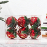 Raudoni Žali Kvadratuoti Kalėdiniai Eglutės Žaisliukai Su Kankorėžiais Kabinami Putplasčio Pakabučiai Kalėdinės Dekoracijos Navidad Nauji Metai