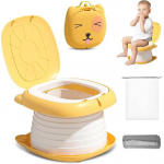 Portable Potty Training Toilet Seat for Toddlers Boys and Girls, Travel Potty Foldable, Toilet Apply Outdoor, Camping, Includes 30 Replacement Bags