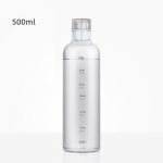 500/750ml Stiklinė puodelis su laiko žymėmis Kūrybinga didelės talpos nepralaidi gėrimų butelis Skaidrus vandens ne&scaron;iojamas ąsotis sultims 500-750ML