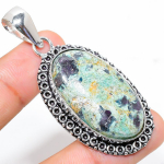 Ruby in Fuchsite Ethnic Handmade 925 Sterling Silver Jewelry Pendant 2.29 g4R08