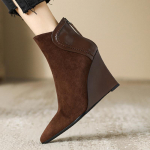 Moteri&scaron;ki plei&scaron;tai Suede Ankle Snow Boots Smailus pir&scaron;tas Batai 2025 Žiemos Mada Nauji Auk&scaron;takulniai Chelsea Batai Užtrauktukas Siurbliai Mujer Botas 34 ruda