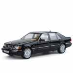 1/24 mastelio Mercedes Benz W140 320SEL Classic Limuzinas Lydinio Diecast Modelis Automobilis Garsas ir &scaron;viesa Darbalaukio dekoracija Dovana draugui juoda