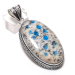 K2 Blue Azurite Gemstone Handmade 925 Sterling Silver Jewelry Pendant 2.56 a1i13
