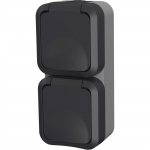 Double prise - QUARX - Aqua Pro - Ext&eacute;rieure, verticale, IP55, 250V, 16A pilka