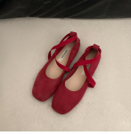 Moteri&scaron;ki baleto plok&scaron;čiapadžiai batai Moteri&scaron;ki retro Mary Jane batai Prabangūs mink&scaron;to padėklo batai Moteri&scaron;ki kryžminiai dirželiai Plok&scaron;čiapadžiai Zapatos Mujer 2026 35 raudona