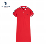 JAV. POLO ASSN.. Moteri&scaron;ka laisvalaikio polo midi suknelė M raudona