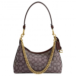 Coach Juliet 27 Prekės ženklo logotipas Nuimamas ilgas peties dirželis Signature žakardo apdaila Versta oda Didelė peties rankinė Moteri&scaron;ka peties rankinė CDG71-B4S0M Basic Set (Bag+Dust Bag)