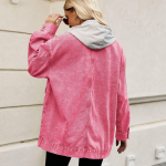 Rudens moteri&scaron;kas ilgomis rankovėmis džinsinis &scaron;varkas Madingas laisvas universalus vidutinio ilgio džinsinis paltas Atsitiktiniai drabužiai S-2XL M pink