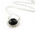 Les Tr&eacute;sors De Lily [I8929] - Collier Argent 'D&eacute;esse Noir de Jais' noir argent&eacute; (rhodi&eacute;) - 15 mm