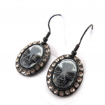 Les Tr&eacute;sors De Lily [J8162] - Boucles Cr&eacute;ateur 'T&ecirc;te de Mort' gris noir juoda
