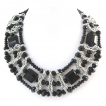 Les Tr&eacute;sors De Lily [N3587] - Collier cr&eacute;ateur 'Sissi' noir argent&eacute;