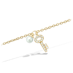 Les Tr&eacute;sors De Lily [Q6847] - Bracelet Plaqu&eacute; Or 'Cl&eacute; des Possibles' blanc dor&eacute; - cl&eacute; 10x5 mm balta