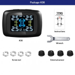 E-ACE automobilių TPMS padangų slėgio stebėjimo sistema i&scaron;manusis ekranas, signalizacija stebėjimo sistema, USB įkrovimas, automatinė apsauga su 4 jutikliais K08-external Sensors