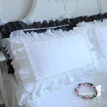Dviejų pakuočių Princess Lace medvilniniai pagalvių užvalkalai Dvigubi raukiniai pagalvių užvalkalai