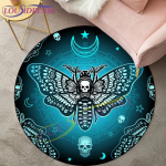 Mirties kandžių kilimai gyvenamajam kambariui Kilimėlis Gothic Skull Apvalus kilimas Grindų kilimėlis Butterfly Moon Star Kilimas 60cm
