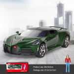 1/24 mastelio &bdquo;Bugatti Voice of the Night Alloy Metal Diecast&ldquo; automobilio modelio, patraukiama transporto priemonė su garsu ir lengvu lėlės žaislo modeliu Dovana vaikams 1/24-20x10x5cm žalia