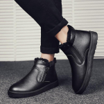 Vyri&scaron;ki sniego batai natūralios odos patogūs plius aksominiai &scaron;ilti auk&scaron;ti batai žieminiai trumpi kailiniai medvilniniai vyri&scaron;ki batai 41 &scaron;ilta juoda spalva