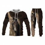 Animacinių filmų &bdquo;Horse Animal&ldquo; 3D &bdquo;Hoodie&ldquo; sportinis kostiumas vyrams Juokingi gatvės drabužiai, striukė su gobtuvu su užtrauktuku kostiumo ilgomis rankovėmis rinkiniai XL