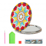 1 rinkinys Deimantinis tapybos veidrodinis gėlių ra&scaron;tas &bdquo;pasidaryk pats&ldquo; ne&scaron;iojamasis mini veidrodinis makiažo veidrodis, kri&scaron;tolinio akmens amatų dovana mergaitėms D