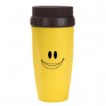 Ne&scaron;iojamas &bdquo;Twizz Cup&ldquo; nepralaidus kelioninis puodelis su &scaron;iaudiniu dvisluoksniu izoliuotu silikoniniu &bdquo;Twist&ldquo; dizaino kar&scaron;to / &scaron;alto gėrimo puodeliais vaikams C geltona