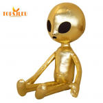 Vaikų ateivių pagalvė Miela pliu&scaron;inė lėlė, prikim&scaron;ta gyvūnų, emocijų svetimas lėlės žaislas, juokinga dirbtinės odinės dangos pagalvė S auksinė